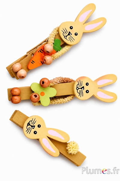 Mini decoratieve knijper konijn - 5-7 cm - natuurlijk